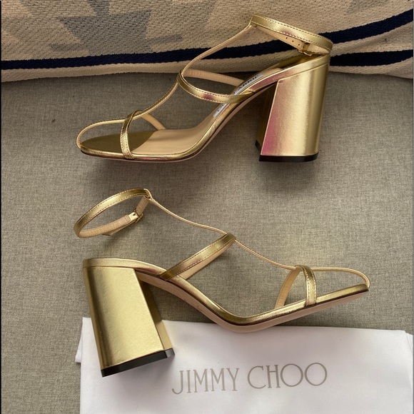 Jimmy Choo linley 85 cage strap sandals Gold NWT 35,36 - Picture 2 of 13